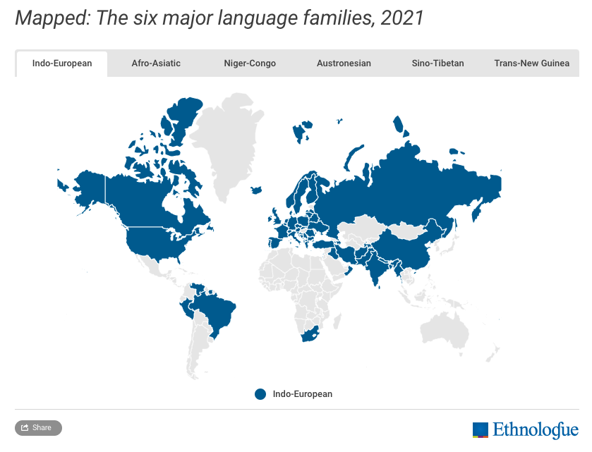 map of Indo-European language family